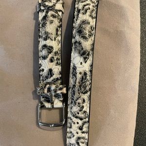 Black/White leopard style watch leather band for Michele Watch.    Worn 1x.